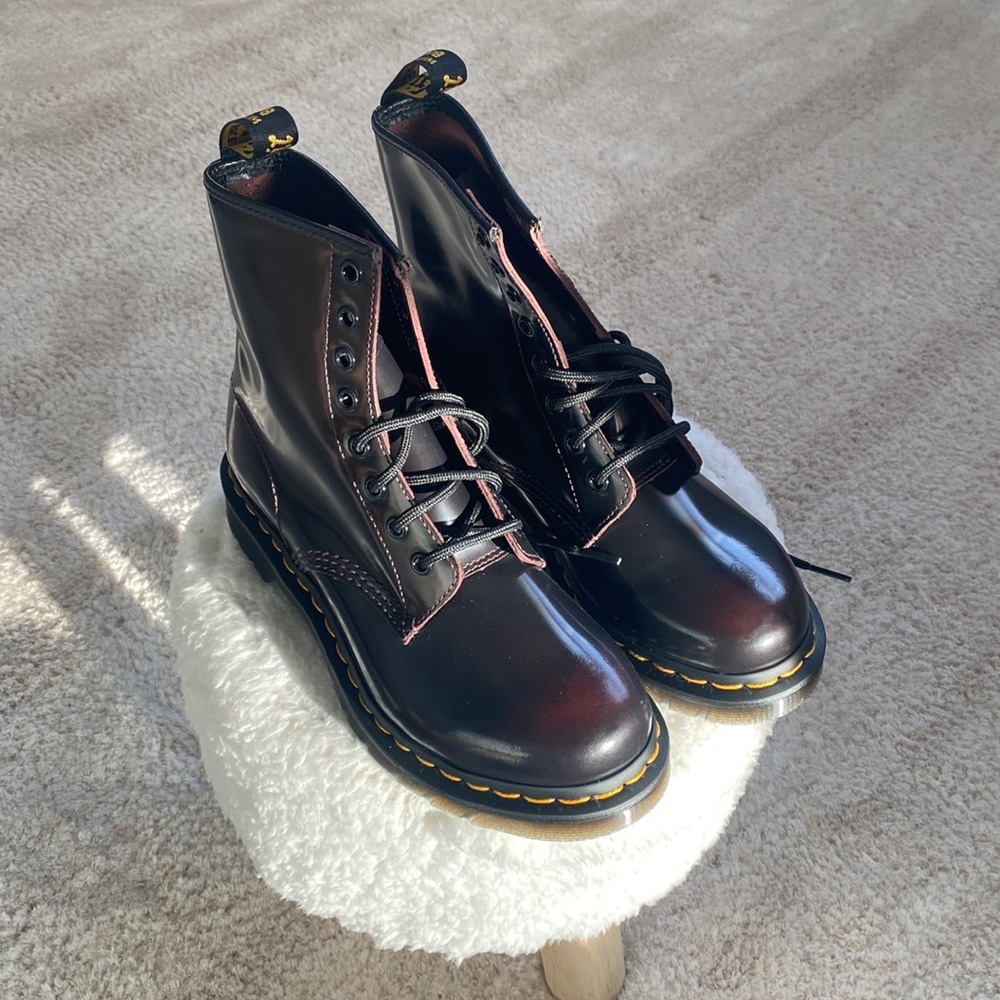 Dr. Martens Woman’s 1460 Original Eight-Eye Lace-Up Arcadia Cherry Red Boots